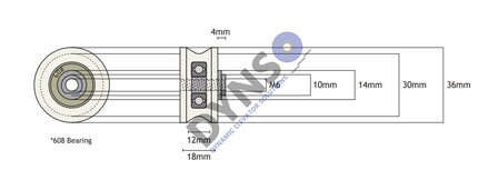 DYNSO Sematic deurrol 36x29x18mm, inwendig M6 (C144AAMP)