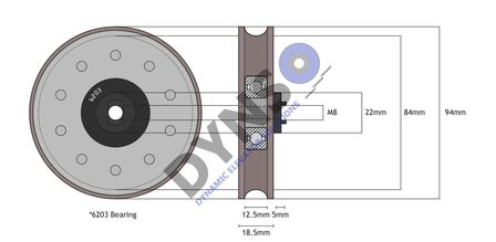 Kone deurrol AMD Rood 94mm centrisch M8 inwendig