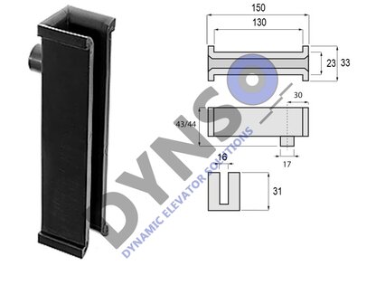 ITV Geleiderslof, hard, 150x24x32 tbv 16mm leider