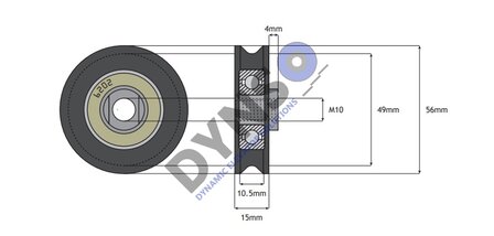 Selcom deurrol Hydra 56mm / M10x16mm