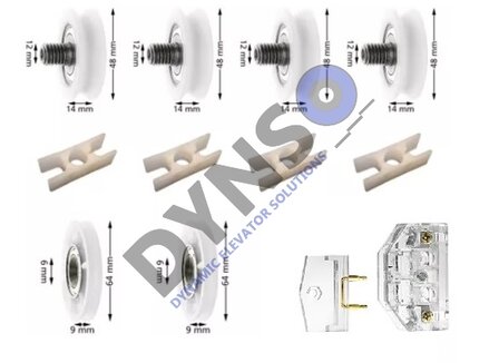 Basis revisieset Fermator / Schindler Compact 40/10, kooi / schachtdeur, Telescoop, 2 vleugels