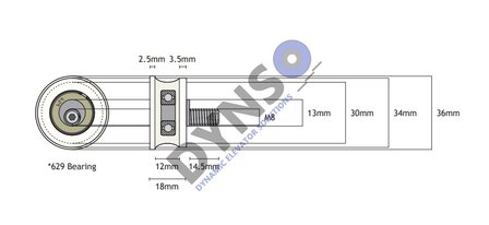 DYNSO Sematic opsluitrol 36mm met as M8 (C144AAOP)