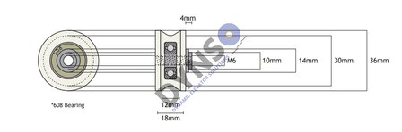 DYNSO Sematic opsluitrol 36mm, inwendig draad M6 (C144AAAP)