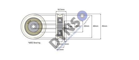 DYNSO Sematic kabelrol tbv sluitgewicht, 45mm, inwendig M6 (MC144AAX)