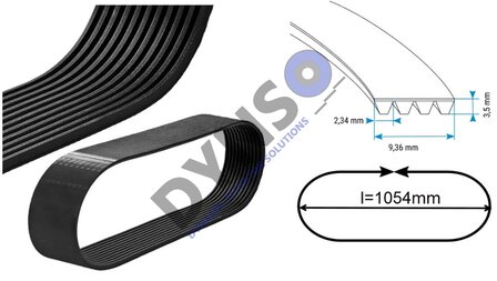 Schindler gegroefde riem / tbv QKS8, L=1016