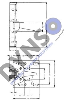 Thyssen Slofvoerhouder staal, type 6073/6 incl. voering, lengte 217mm, for 16mm leider. (6073066010)