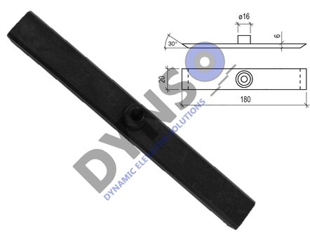 Otis slofvoering, 180x22x6mm t.b.v 9mm leider (3 benodigd per slofhouder)