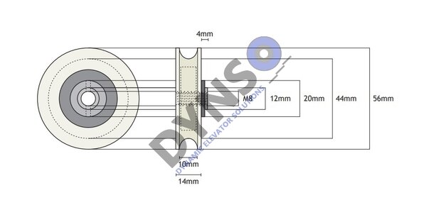 DYNSO Kone Isola/Renova/Espace deurrol, 56mm, inwendig M8 (KM109087G01)