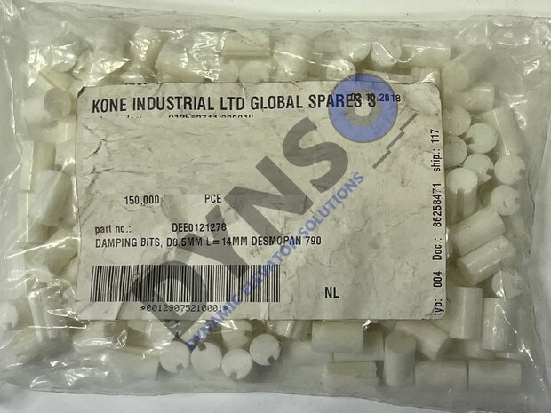 Kone dempingsrubber, D8.5MM L=14MM DESMOPAN 790, DEE0121278, Prijs p/st