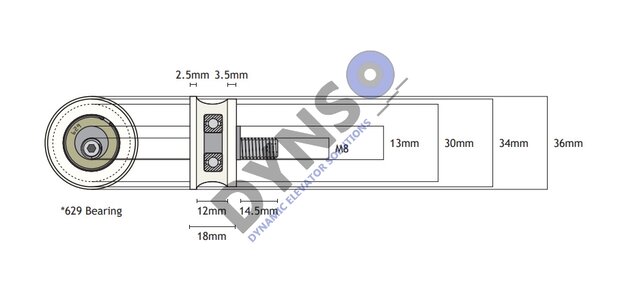 DYNSO Sematic opsluitrol 36mm met as M8 (C144AAOP)