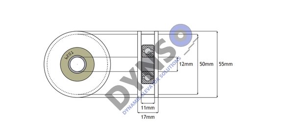 DYNSO Sematic III deurrol, 55mm, met asgat 12mm (C144AAEP)