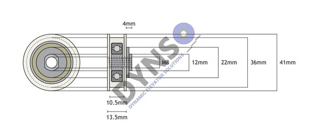 DYNSO Thyssen opsluitrol, 41mm, inwendig M8