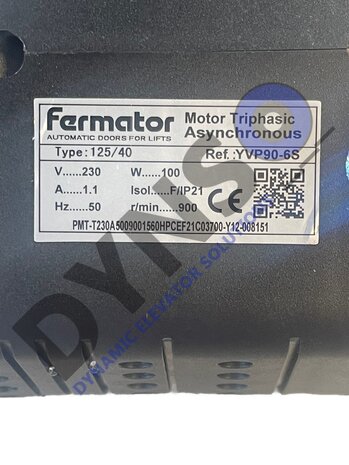 Fermator VVVF Motor, incl encoder en toothwheel