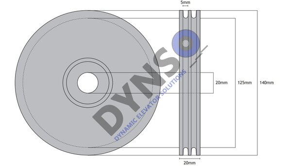 Otis Kabelrol 140mm dubbele groef